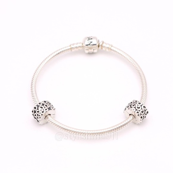 Two Authentic PANDORA Silver Swirls Clips Charms - 790338 - Picture 9 of 11